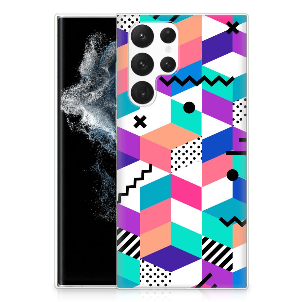 Samsung Galaxy S22 Ultra TPU Hoesje Blokken Kleurrijk B2C Telecom