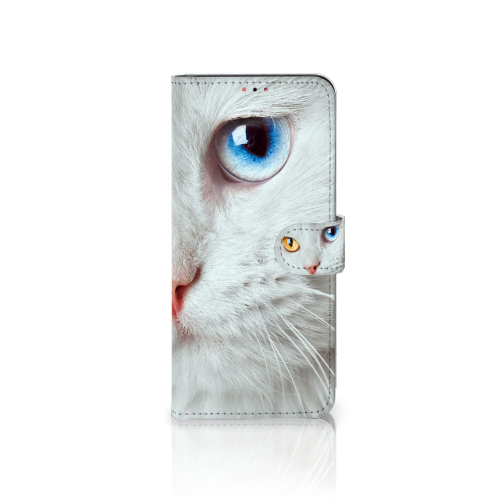 Samsung Galaxy A13 (4G) Telefoonhoesje met Pasjes Witte Kat