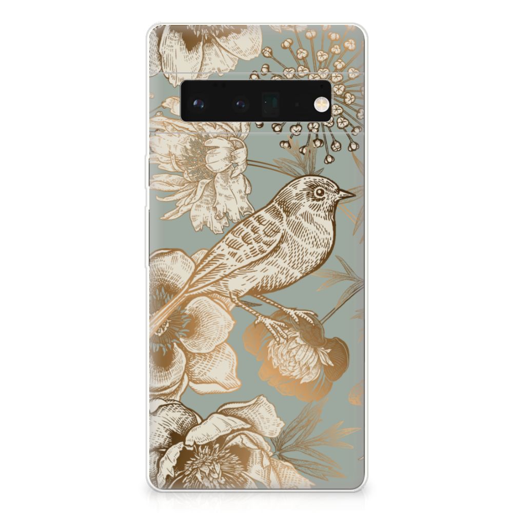 TPU Case voor Google Pixel 6 Pro Vintage Bird Flowers