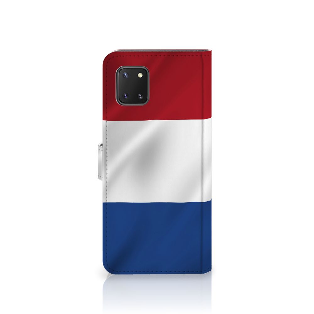 Samsung Note 10 Lite Bookstyle Case Nederlandse Vlag met artistiek design van de Nederlandse vlag.