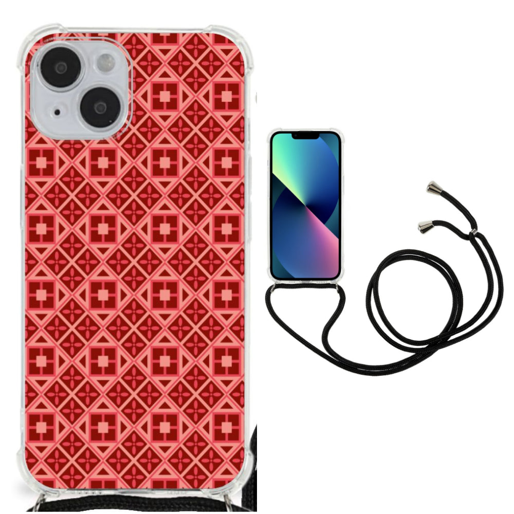 iPhone 14 Doorzichtige Silicone Hoesje Batik Rood