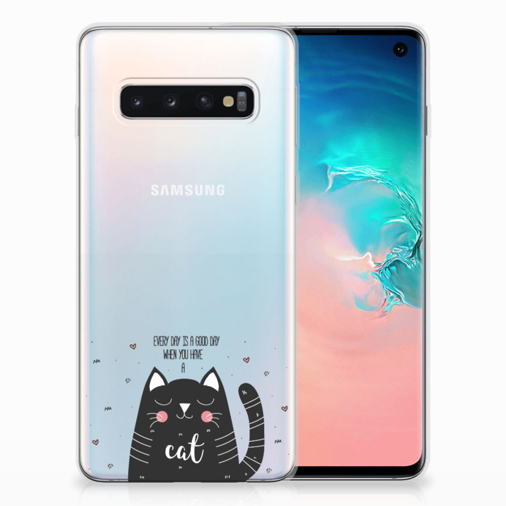 Samsung Galaxy S10 Telefoonhoesje met Naam Cat Good Day