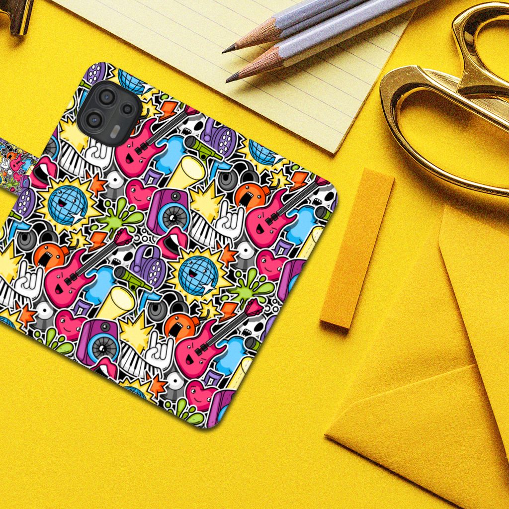 Motorola Edge 20 Lite Wallet Case met Pasjes Punk Rock