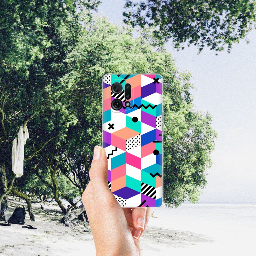 OPPO Find X5 TPU Hoesje Blokken Kleurrijk B2C Telecom