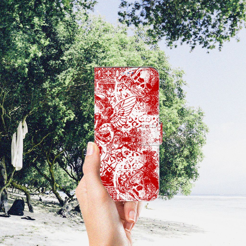 Telefoonhoesje met Naam OPPO Find X3 Neo 5G Angel Skull Rood