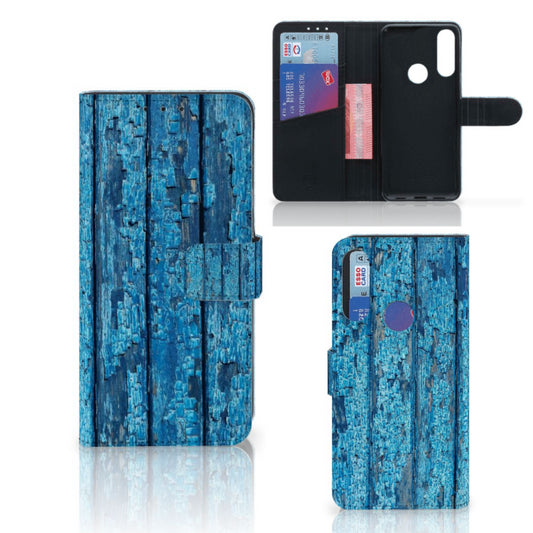 Alcatel 1S 2020 Book Style Case Wood Blue