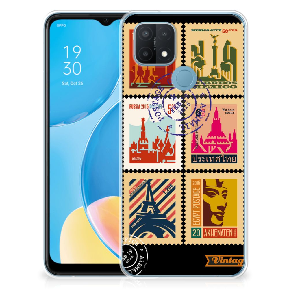 OPPO A15 Siliconen Back Cover Postzegels