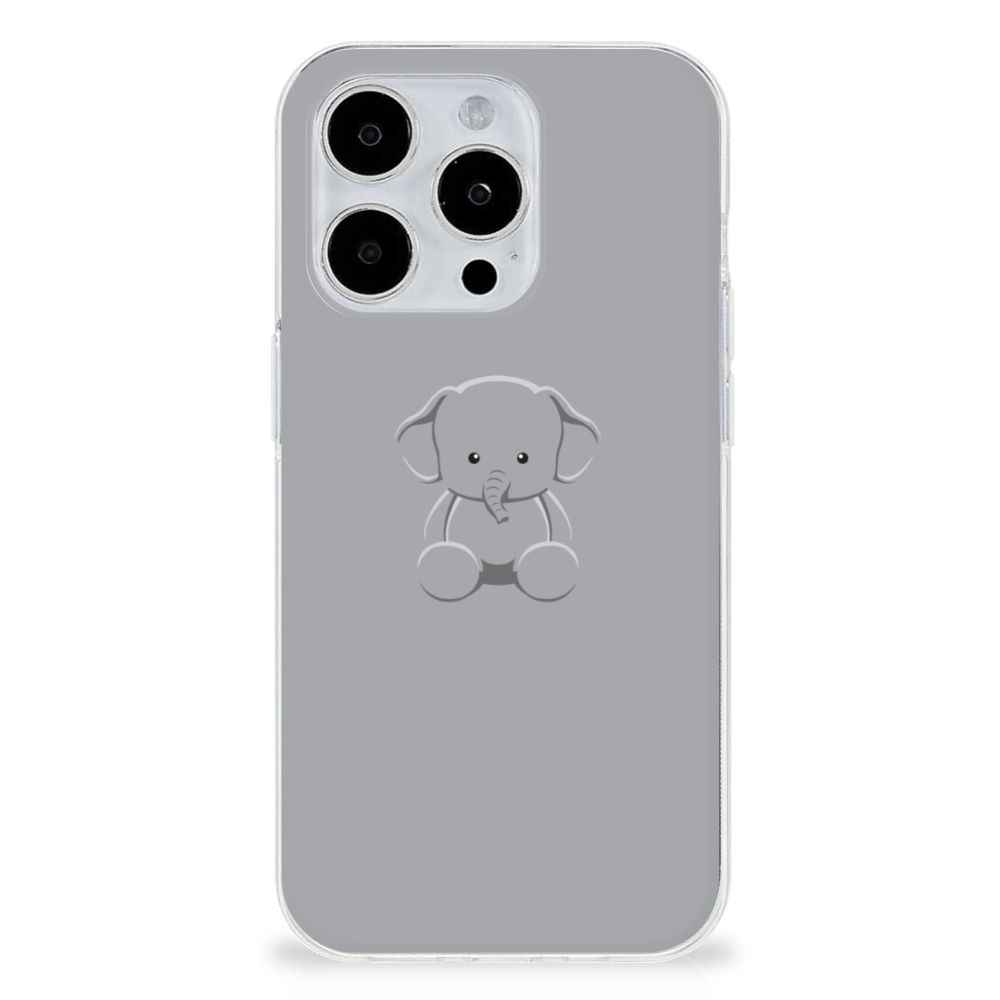 iPhone 15 Pro Telefoonhoesje met Naam Grijs Baby Olifant met schattig olifant ontwerp 🎈