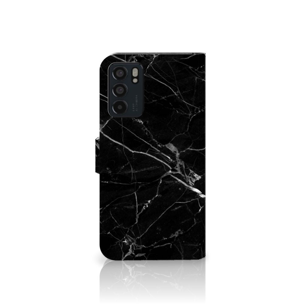 OPPO Reno6 5G Bookcase Marmer Zwart - Origineel Cadeau Vader