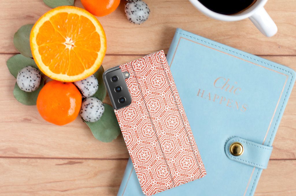 Samsung Galaxy S21 Plus Hoesje met Magneet Pattern Orange - B2C Telecom