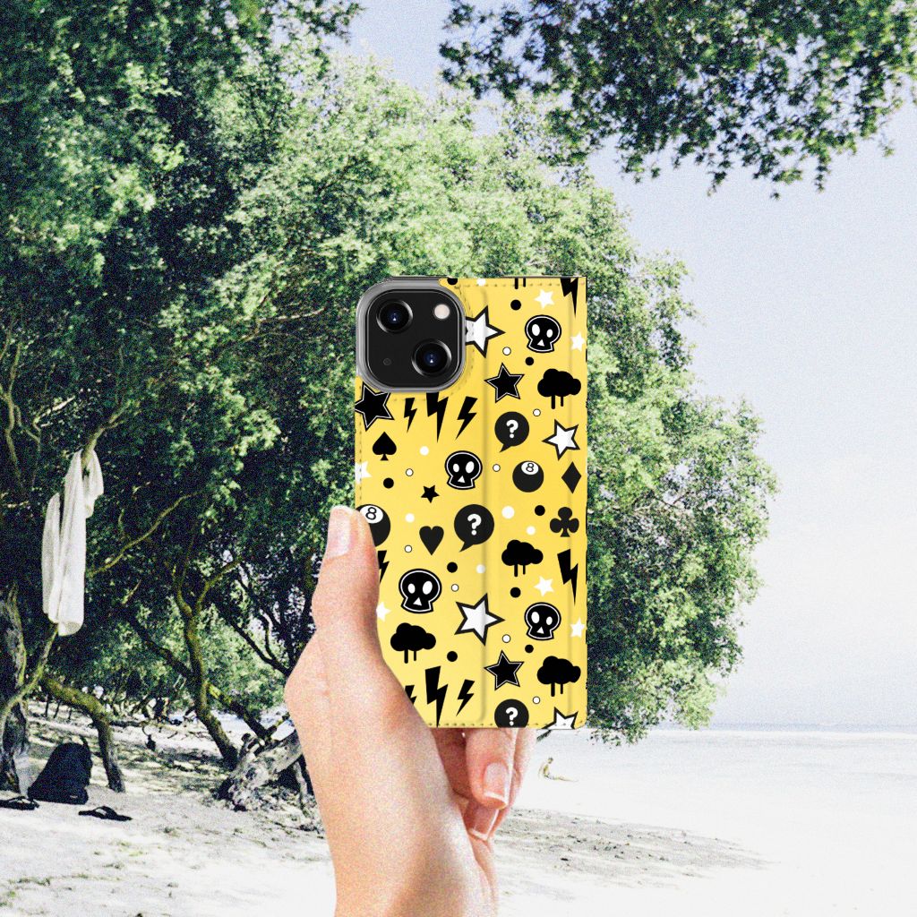 Mobiel BookCase iPhone 14 Punk Geel