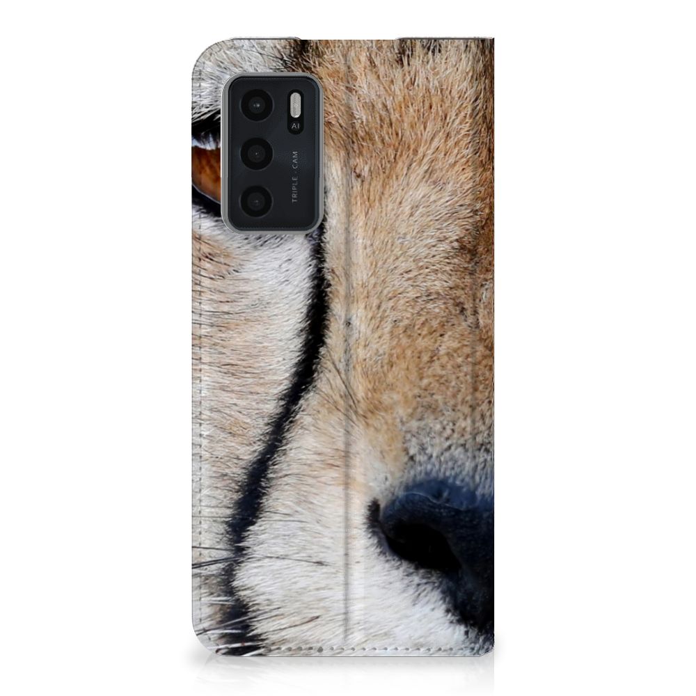 OPPO A54s | A16 | A16s Hoesje maken Cheetah close up van jachtluipaard op telefoonhoesje