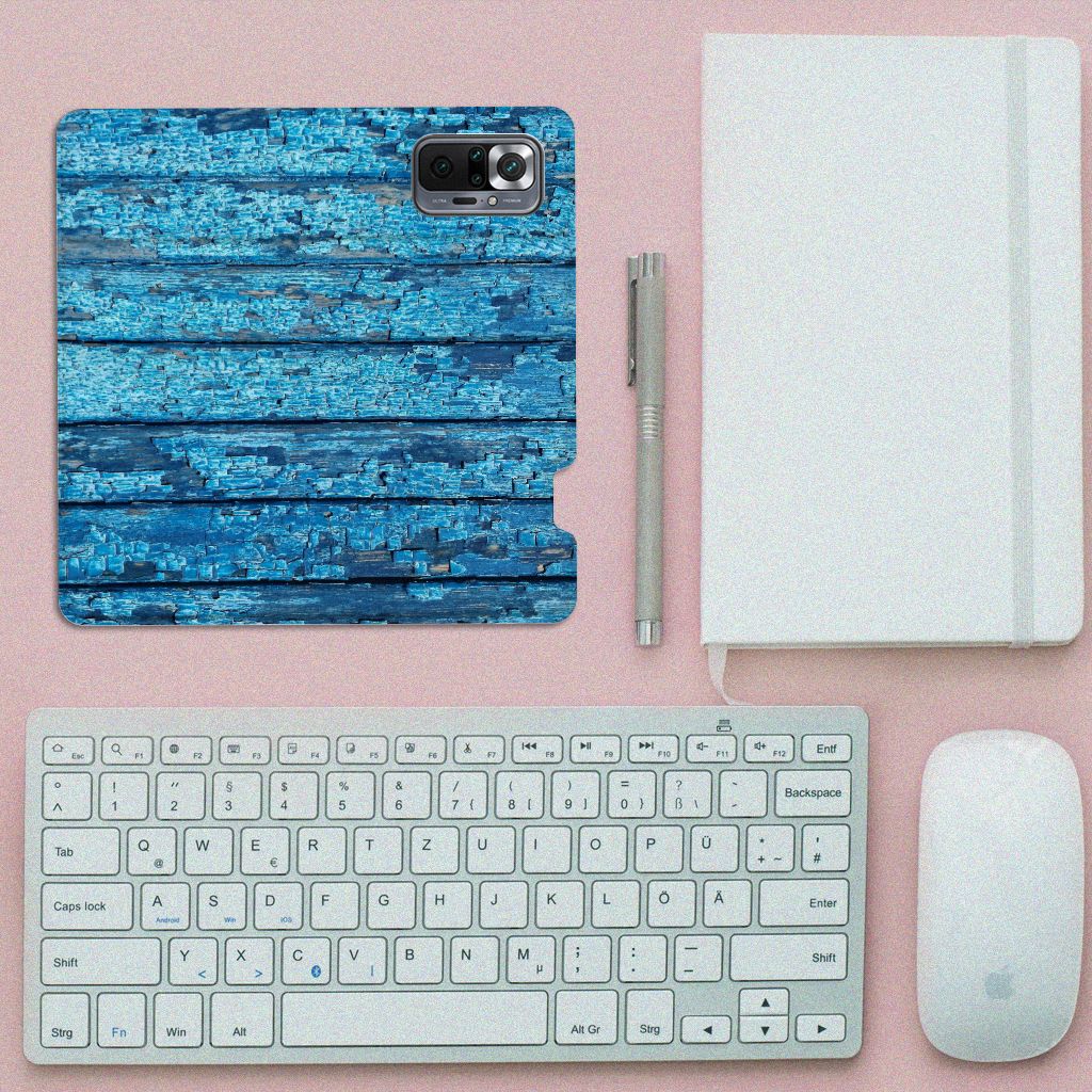 Xiaomi Redmi Note 10 Pro Book Wallet Case Wood Blue - B2C Telecom
