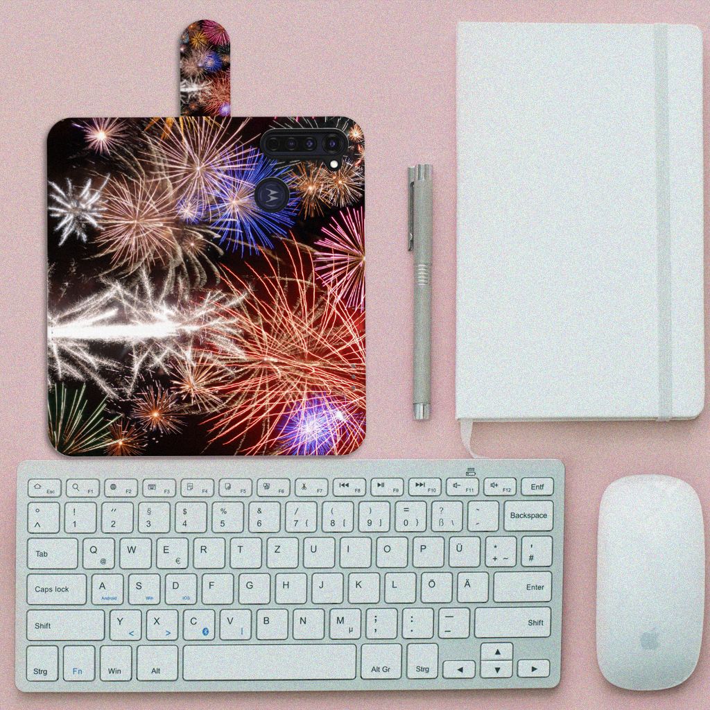Motorola Moto G Pro Wallet Case met Pasjes Vuurwerk