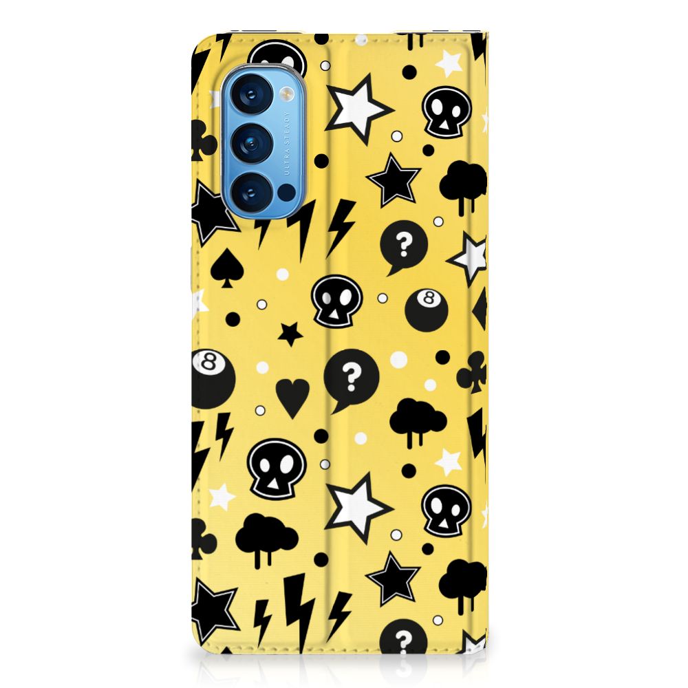 Mobiel BookCase OPPO Reno4 Pro 5G Punk Geel - B2C Telecom