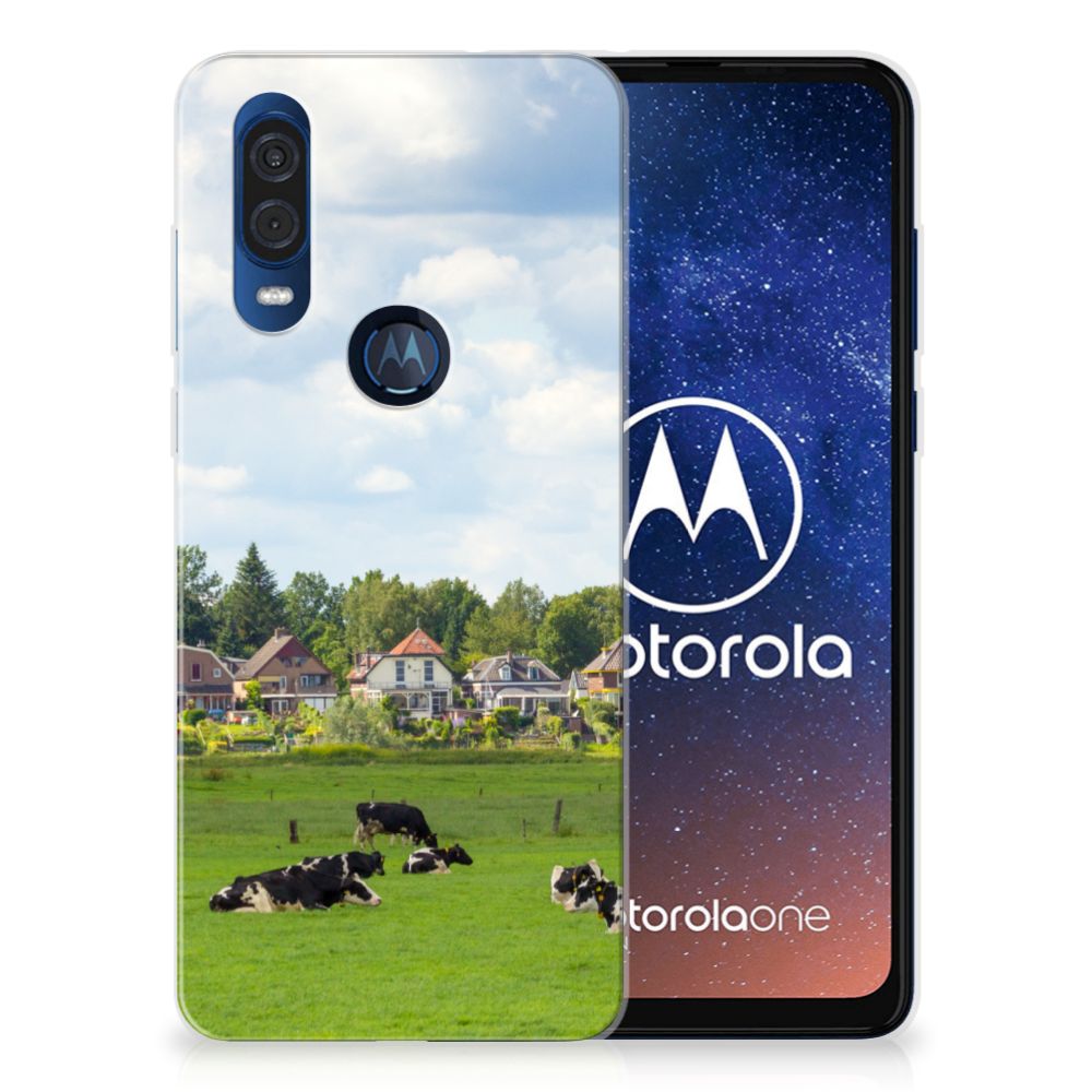 Motorola One Vision TPU Hoesje Koeien