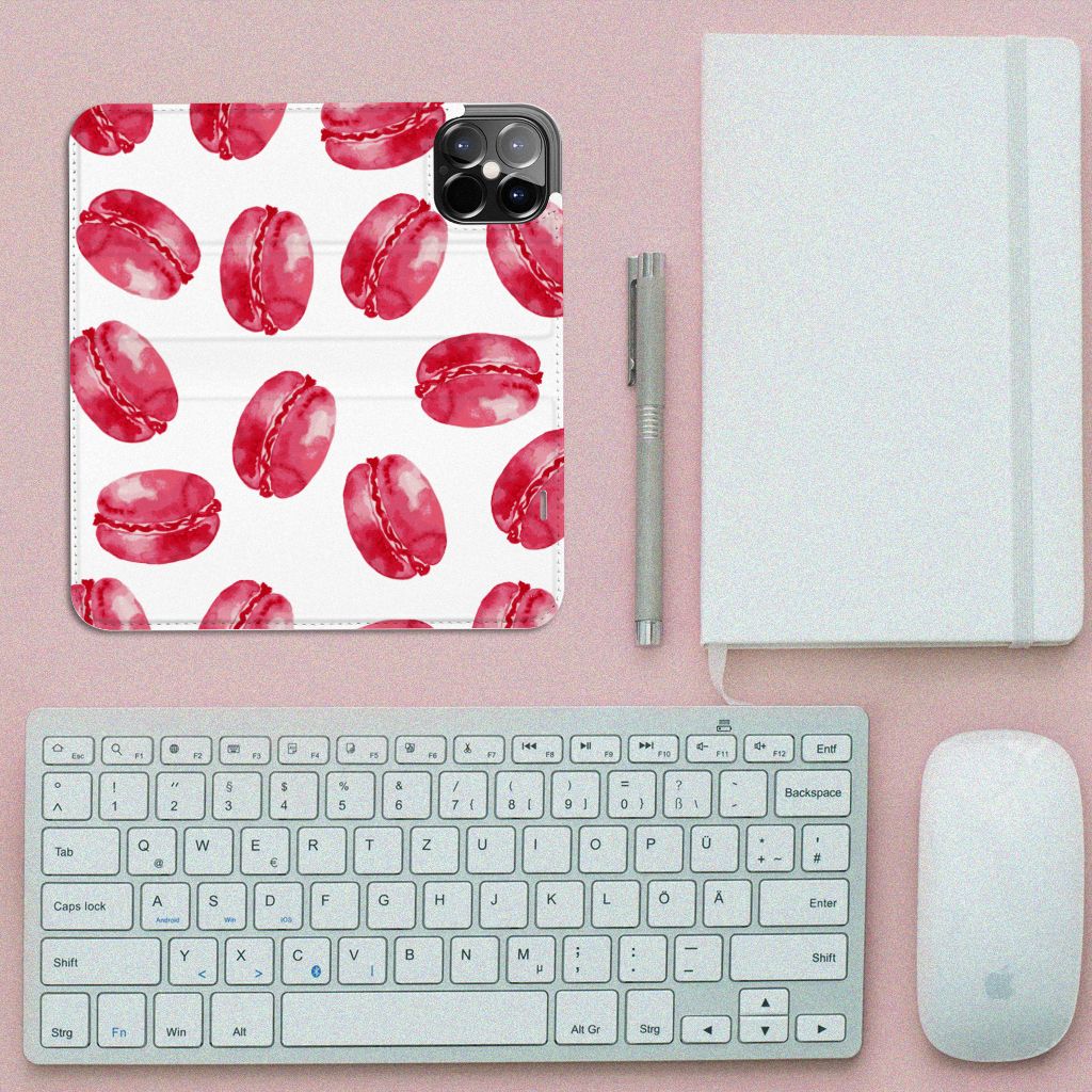 iPhone 12 Pro Max Flip Style Cover Pink Macarons - B2C Telecom