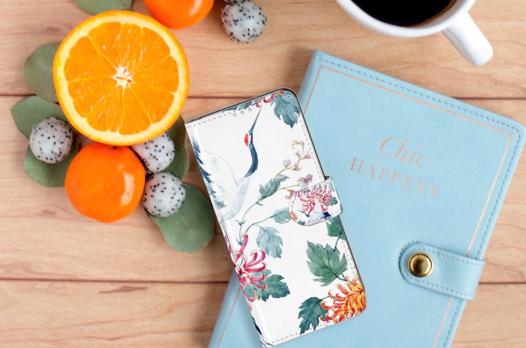 OPPO Reno 4 Pro 5G Telefoonhoesje met Pasjes Bird Flowers