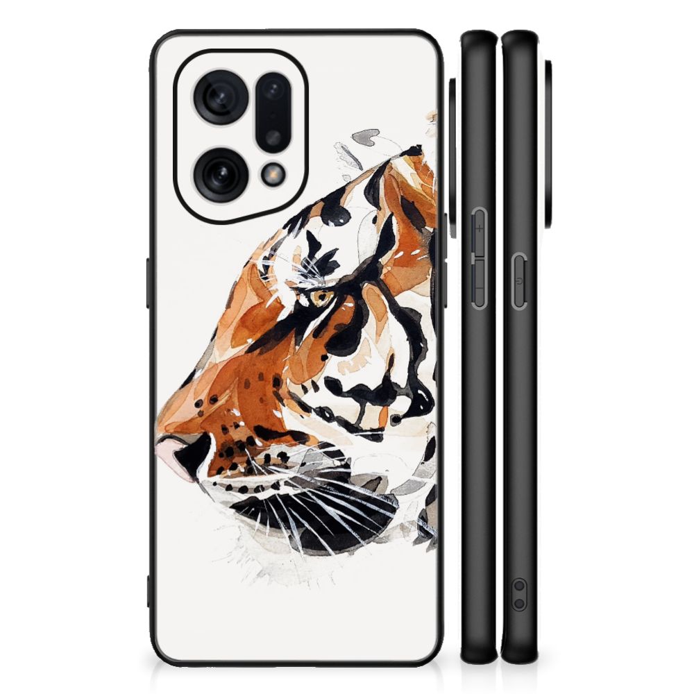 Kleurrijke Telefoonhoesje OPPO Find X5 Watercolor Tiger B2C Telecom