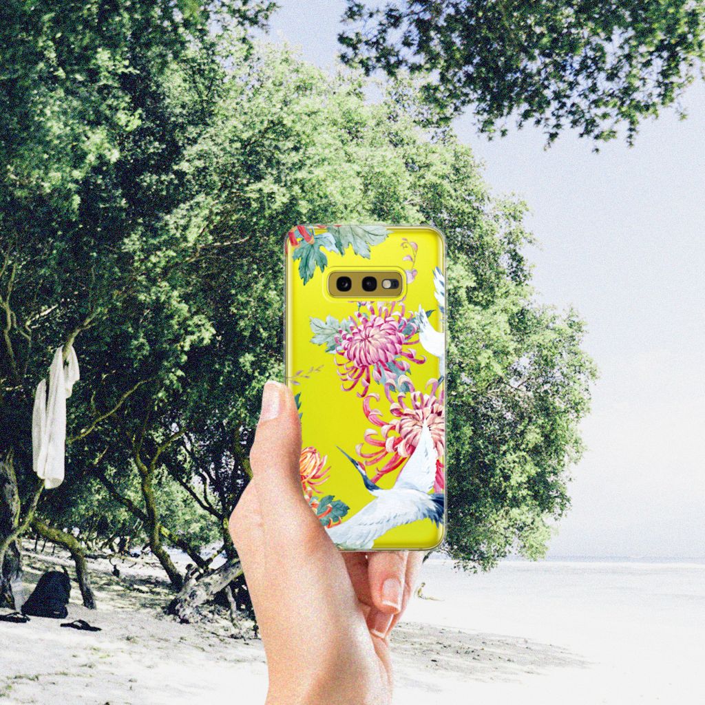 Samsung Galaxy S10e TPU Hoesje Bird Flowers