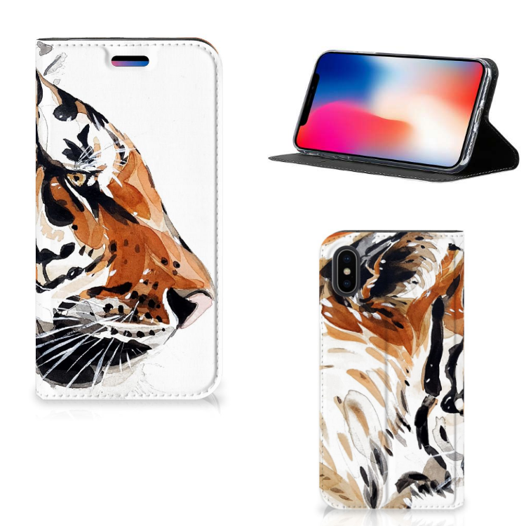 Bookcase Apple iPhone X | Xs Watercolor Tiger