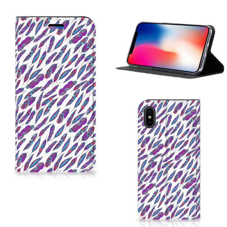 Apple iPhone X | Xs Hoesje met Magneet Feathers Color