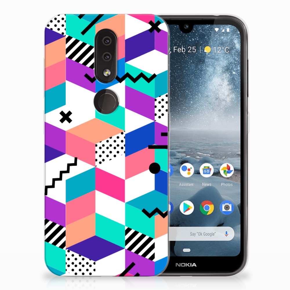 Nokia 4.2 TPU Hoesje Blokken Kleurrijk