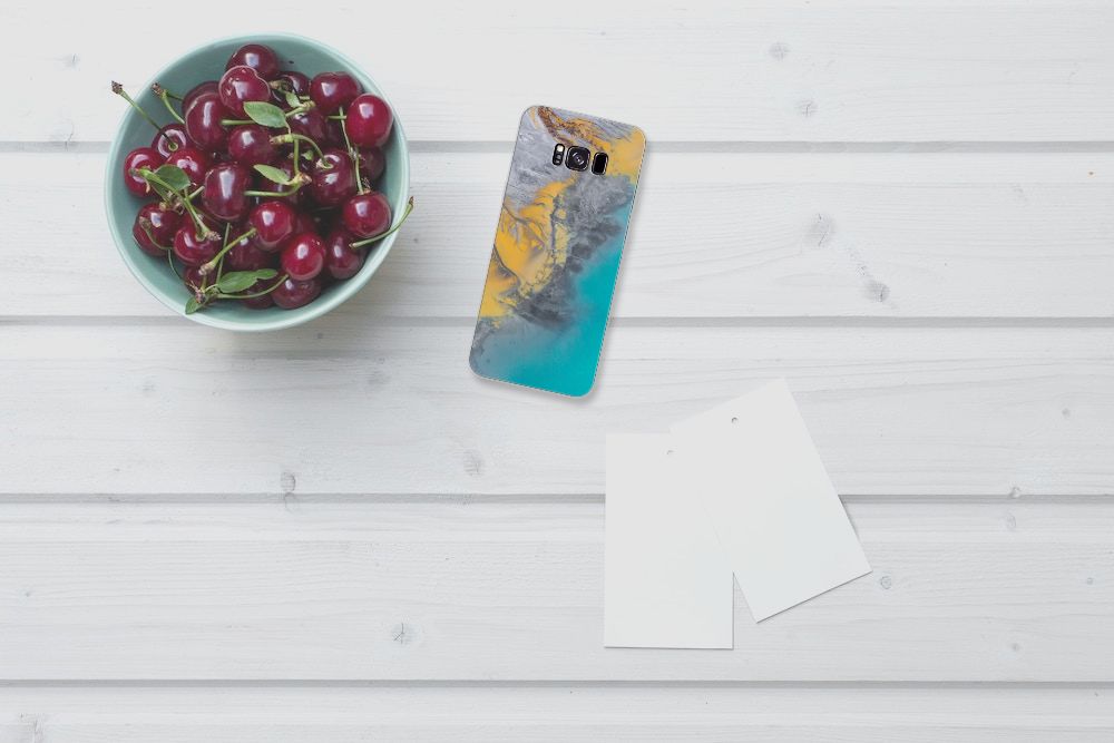 Samsung Galaxy S8 Plus TPU Siliconen Hoesje Marble Blue Gold