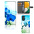Samsung Galaxy A14 4G Hoesje Orchidee Blauw - Cadeau voor je Moeder met elegante bloemenprint en pasjesruimte.