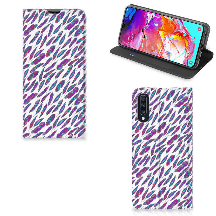 Samsung Galaxy A70 Hoesje met Magneet Feathers Color