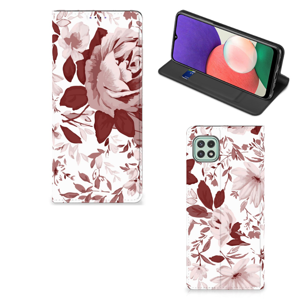 Bookcase Samsung Galaxy A22 5G Watercolor Flowers - B2C Telecom