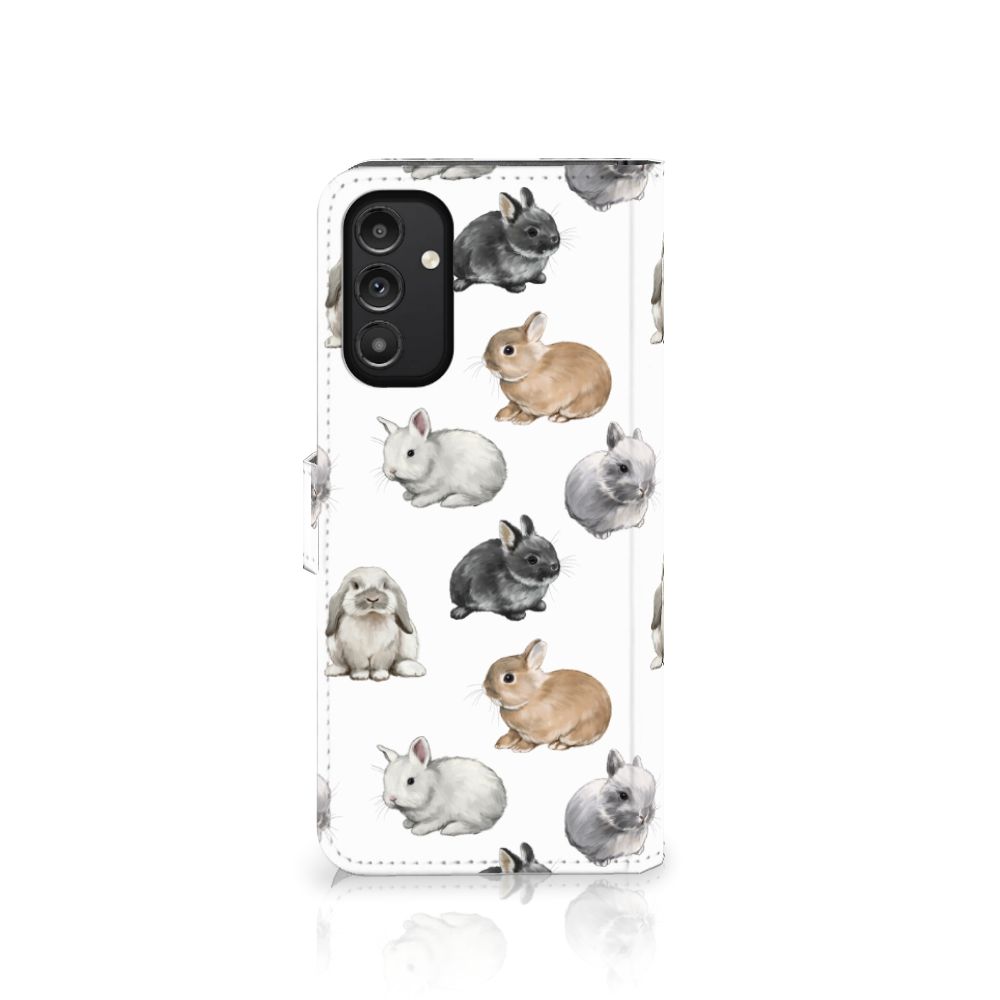 Telefoonhoesje met Pasjes voor Samsung Galaxy A14 5G Konijntjes met schattige konijnenprints.