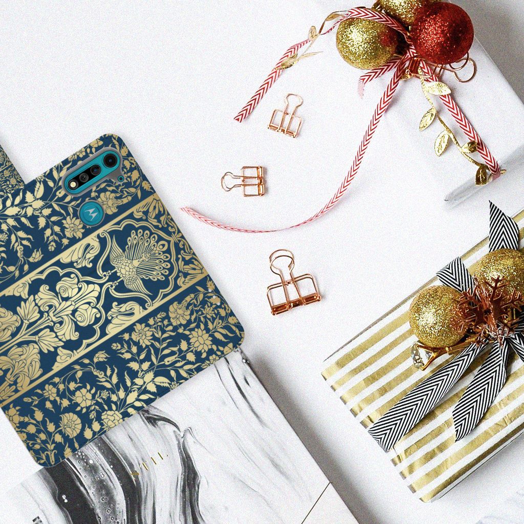Motorola G8 Power Lite Hoesje Beige Flowers