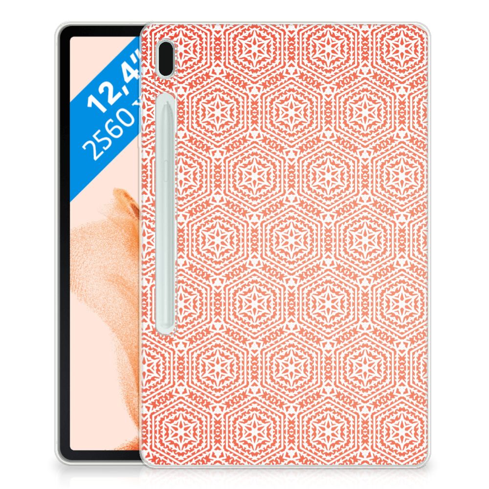 Samsung Galaxy Tab S7FE Hippe Hoes Pattern Orange - B2C Telecom