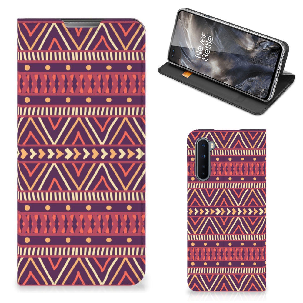 OnePlus Nord Hoesje met Magneet Aztec Paars