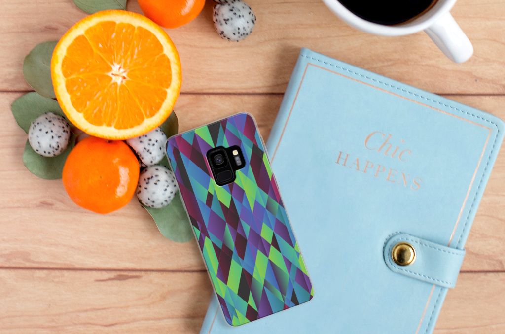 Samsung Galaxy S9 TPU Hoesje Abstract Green Blue