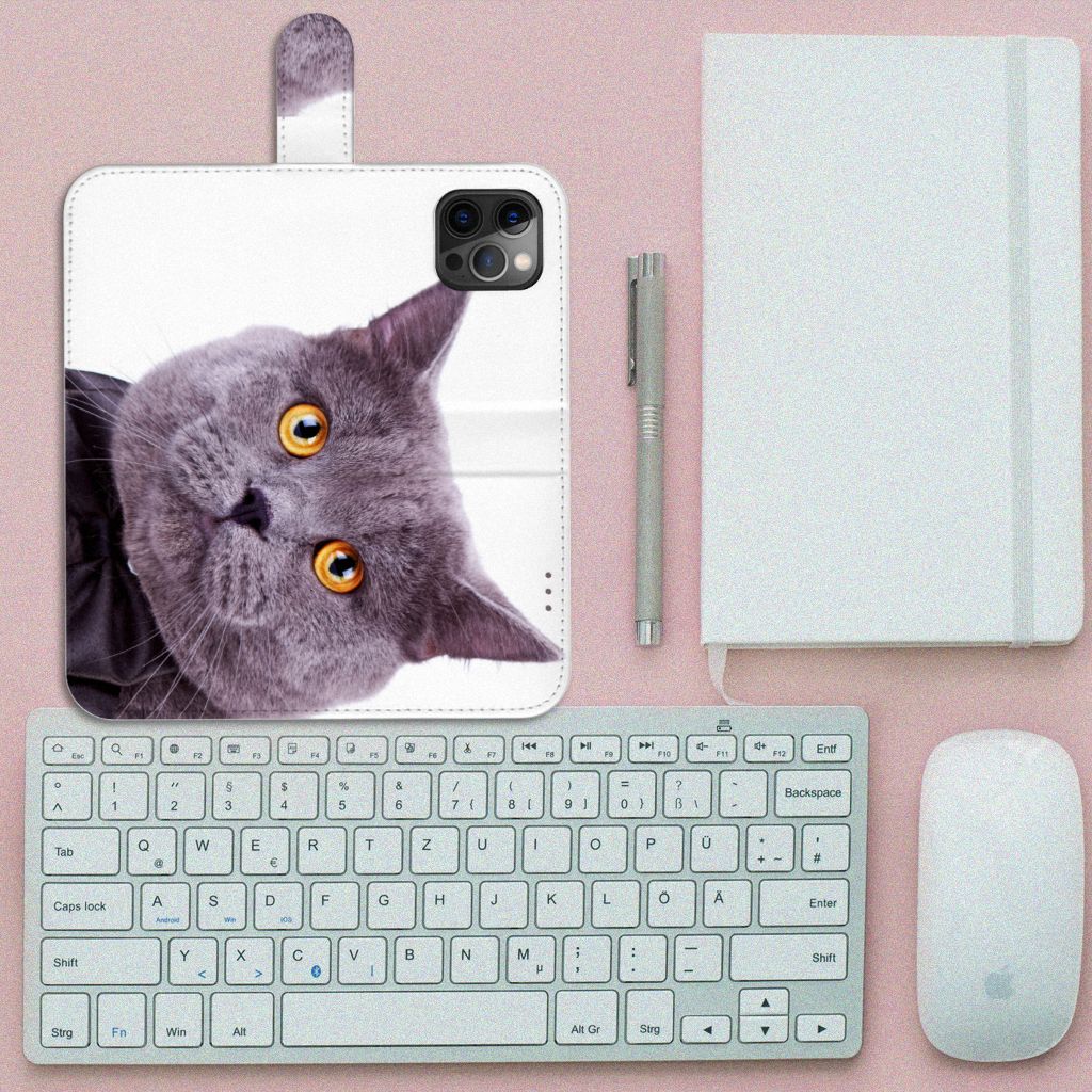 Apple iPhone 12 Pro Max Telefoonhoesje met Pasjes Kat