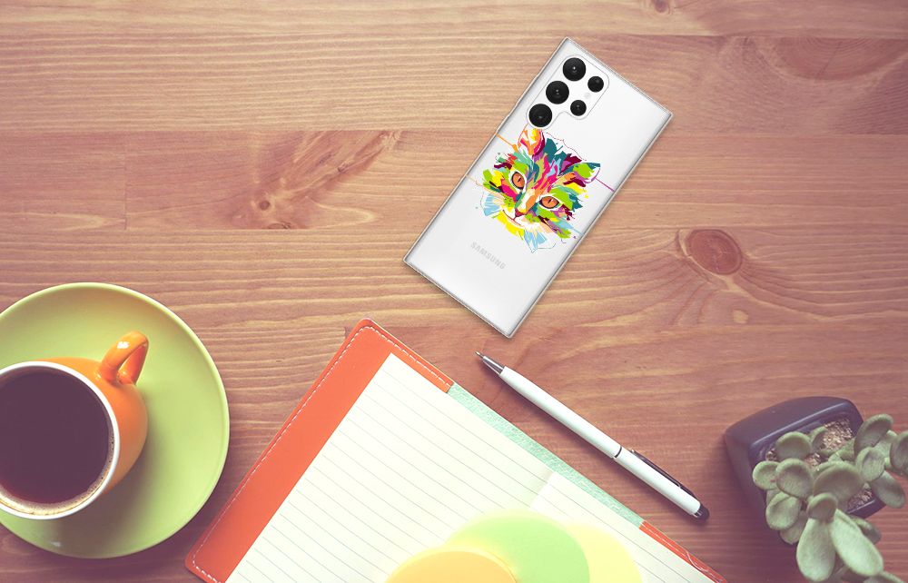Samsung Galaxy S22 Ultra Telefoonhoesje met Naam Cat Color B2C Telecom