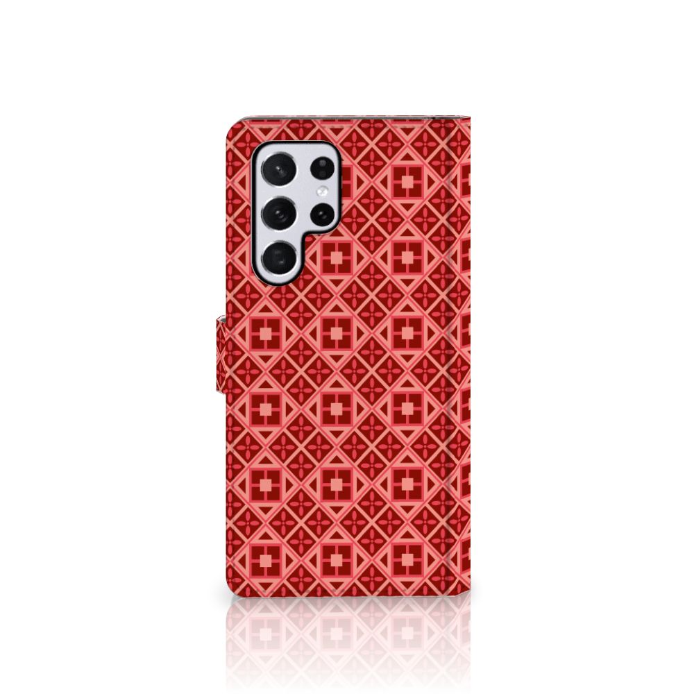 Samsung Galaxy S22 Ultra Telefoon Hoesje Batik Rood