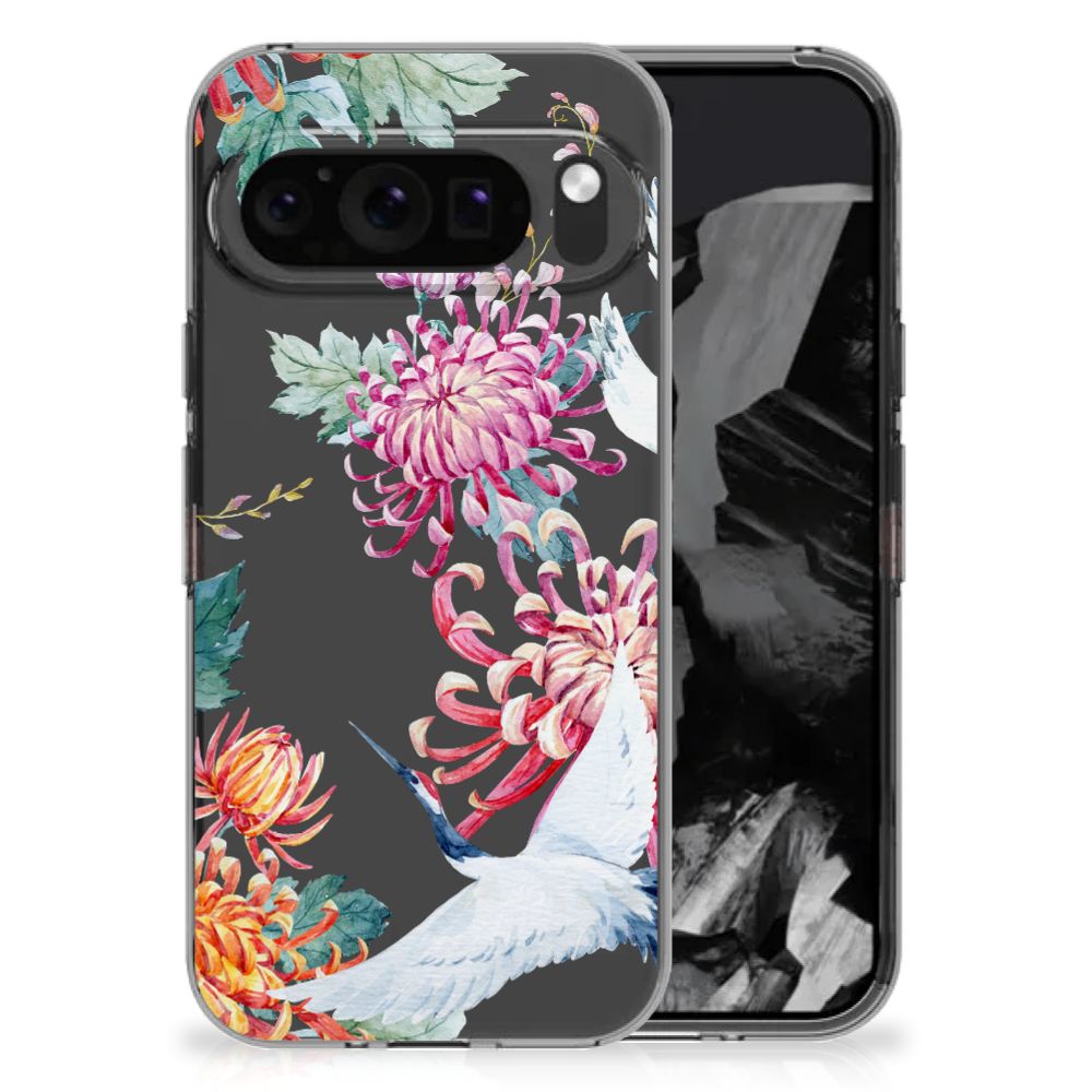 Google Pixel 9 Pro XL TPU Hoesje Bird Flowers