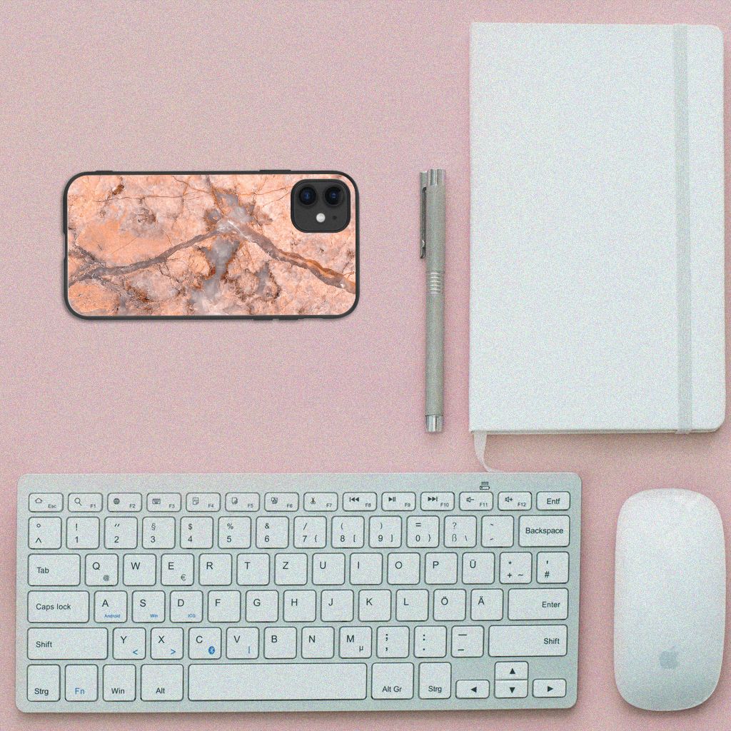 iPhone 11 Marmeren Print Telefoonhoesje Marmer Oranje B2C Telecom