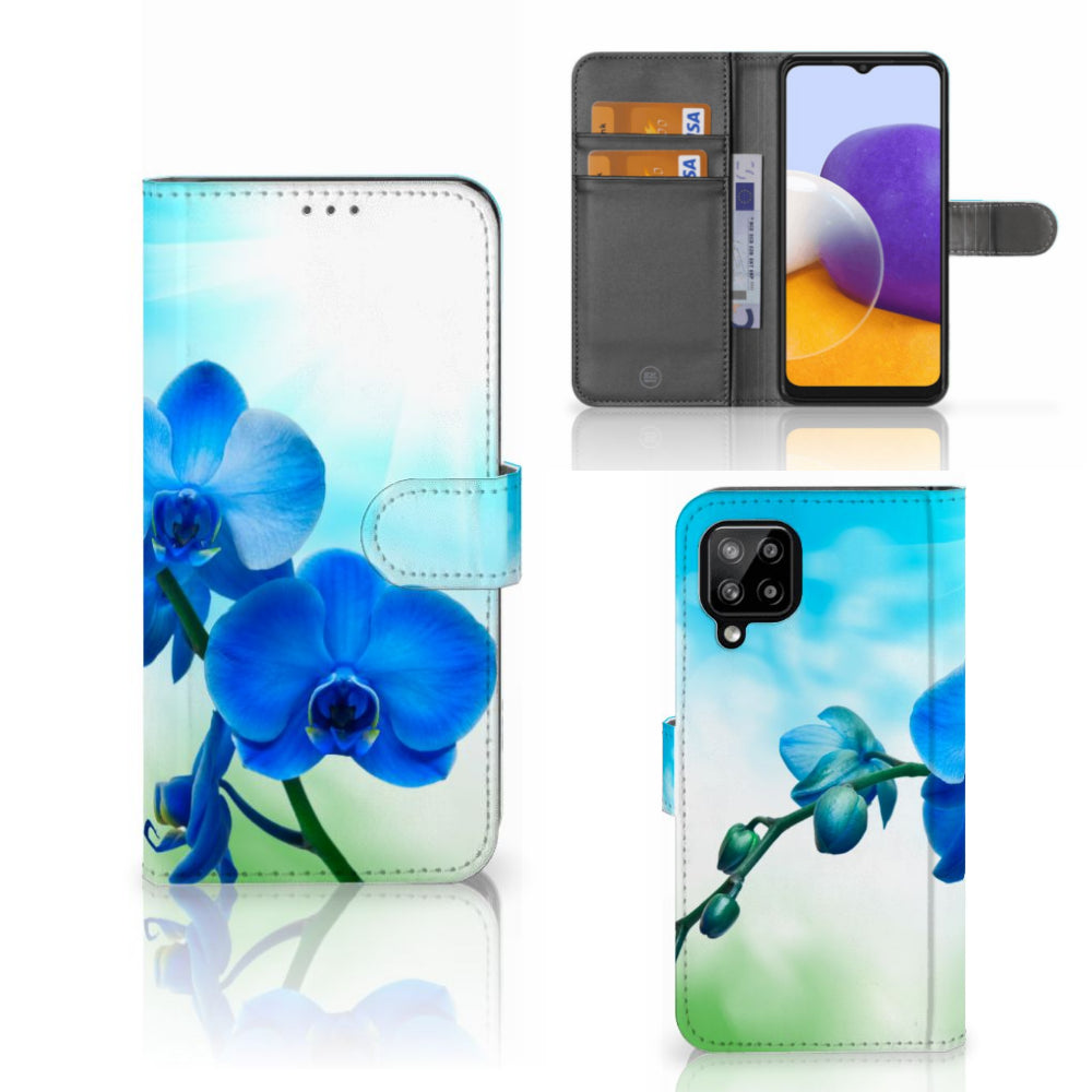 Samsung Galaxy A22 4G | M22 Hoesje Orchidee Blauw - Cadeau voor je Moeder