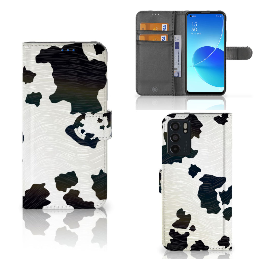 OPPO Reno6 5G Telefoonhoesje met Pasjes Koeienvlekken
