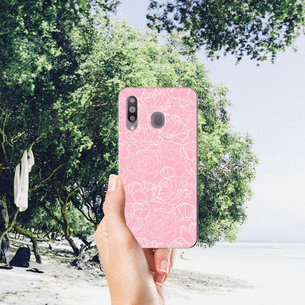 Samsung Galaxy M30 TPU Case White Flowers