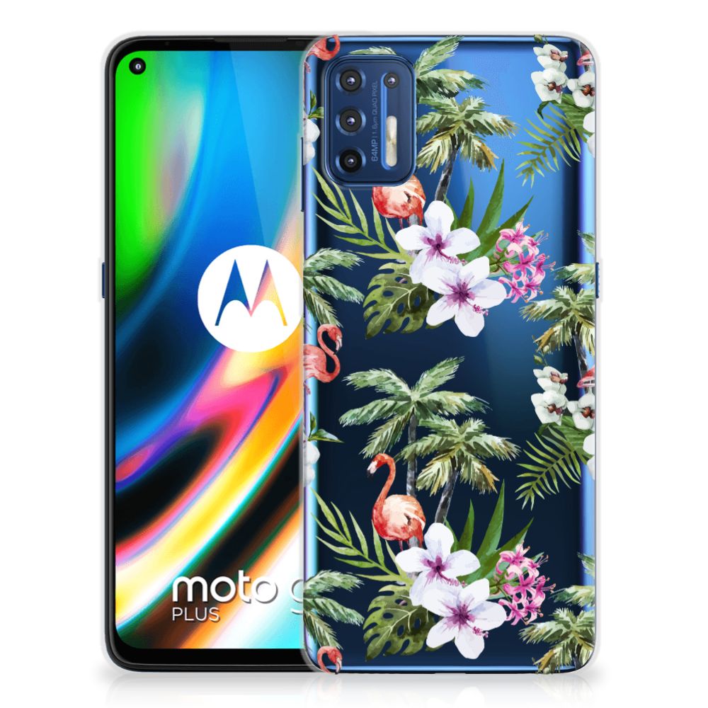 Motorola Moto G9 Plus TPU Hoesje Flamingo Palms B2C Telecom