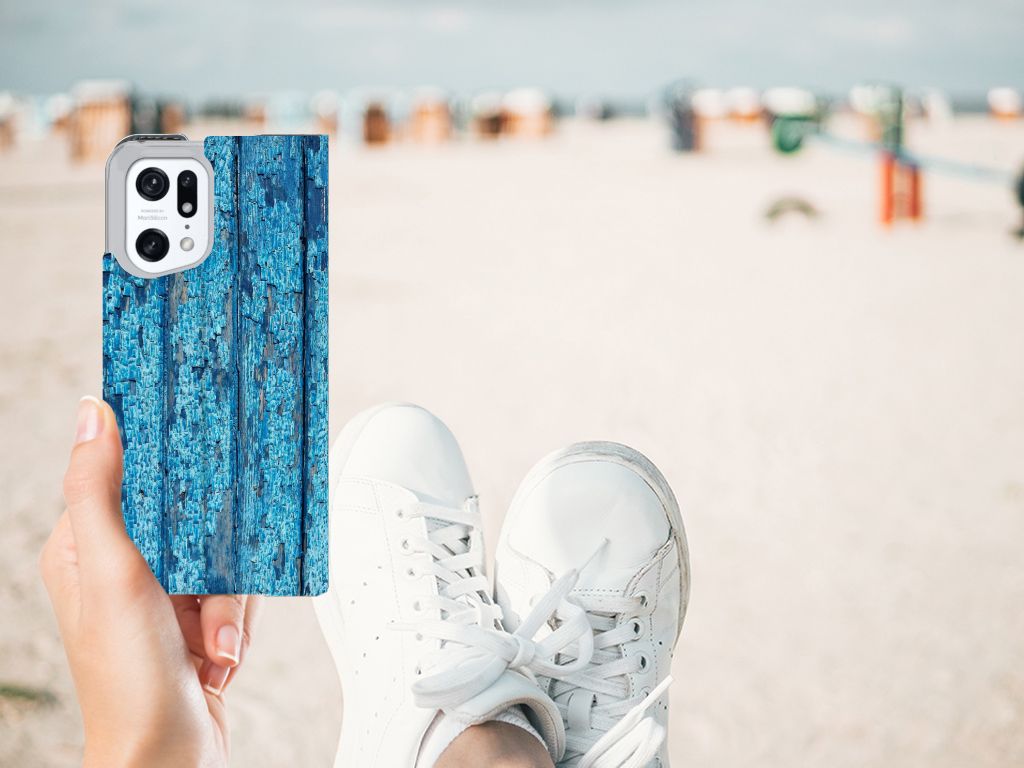 OPPO Find X5 Pro Book Wallet Case Wood Blue - B2C Telecom