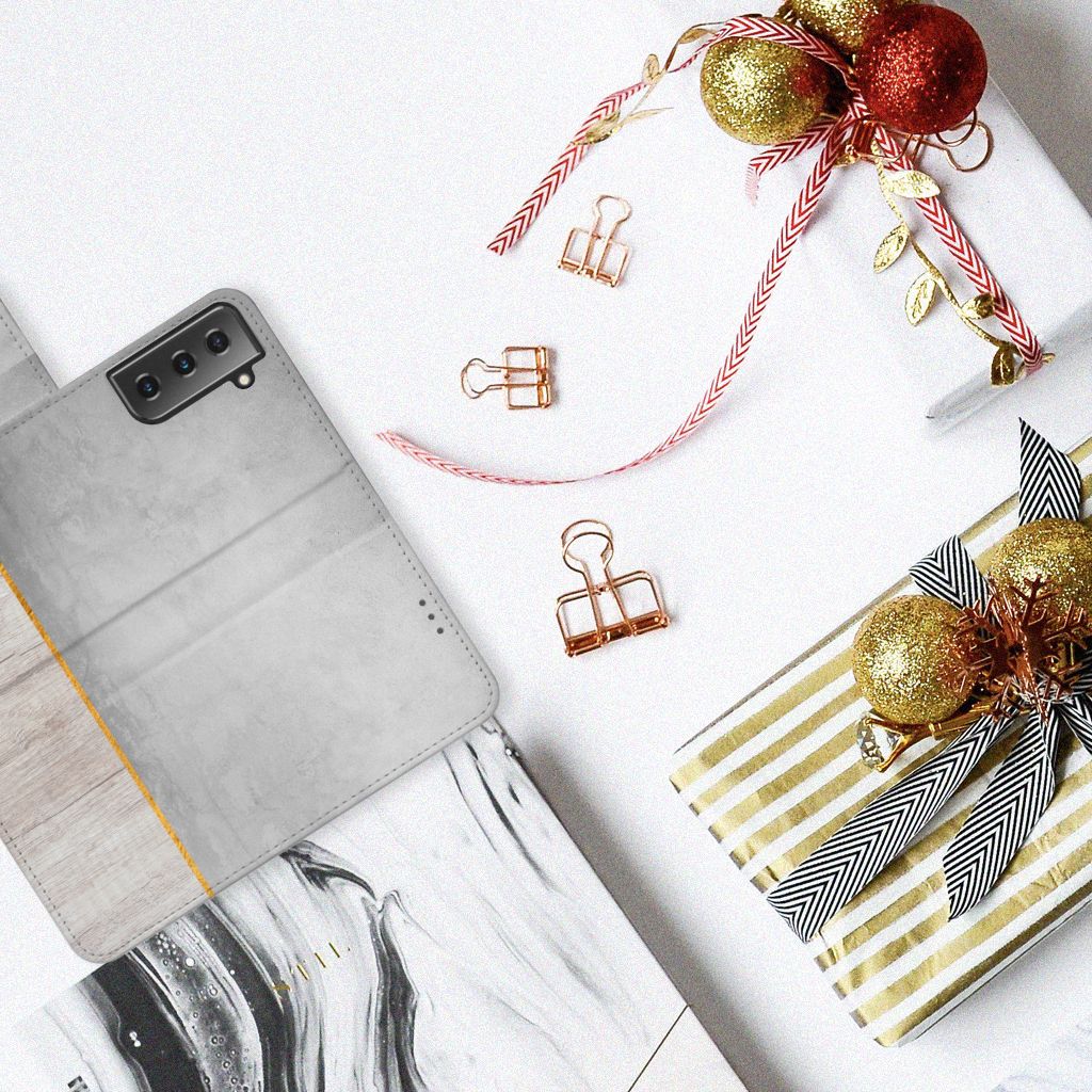 Samsung Galaxy S21 Plus Book Style Case Wood Concrete