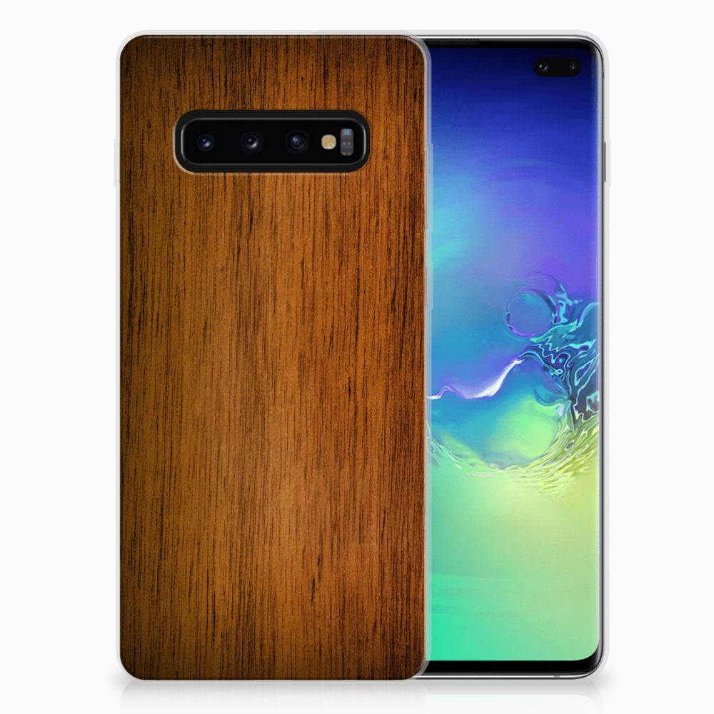 Samsung Galaxy S10 Plus Bumper Hoesje Donker Hout