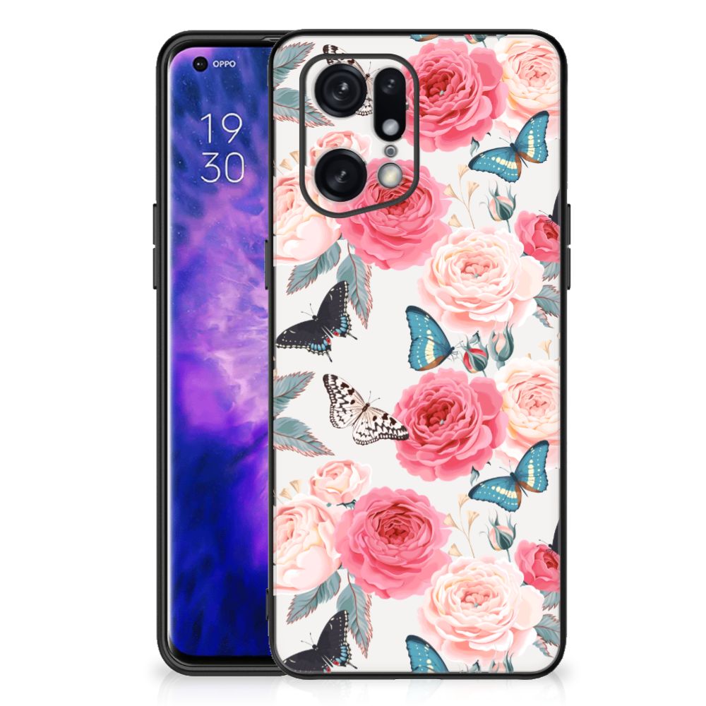 OPPO Find X5 Pro Bloemen Hoesje Butterfly Roses B2C Telecom