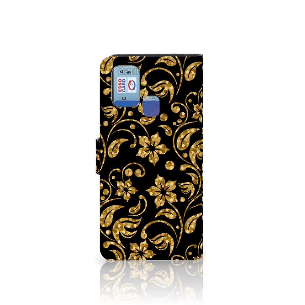 Samsung Galaxy M31 Hoesje Gouden Bloemen